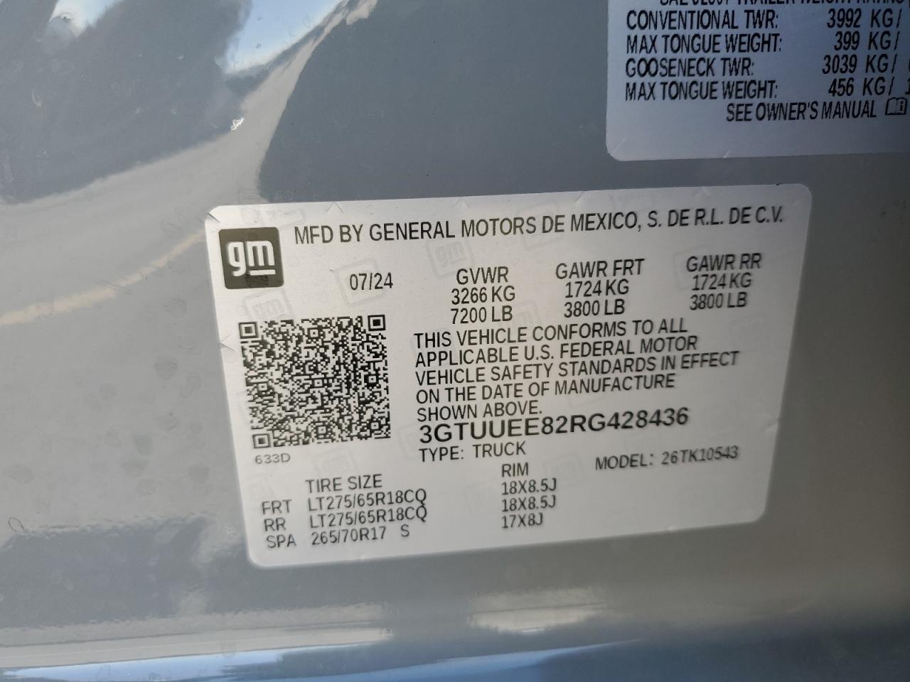 2024 GMC Sierra K1500 At4 VIN: 3GTUUEE82RG428436 Lot: 80740985