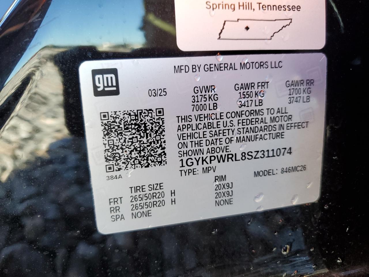 2025 Cadillac Lyriq Sport VIN: 1GYKPWRL8SZ311074 Lot: 83872905
