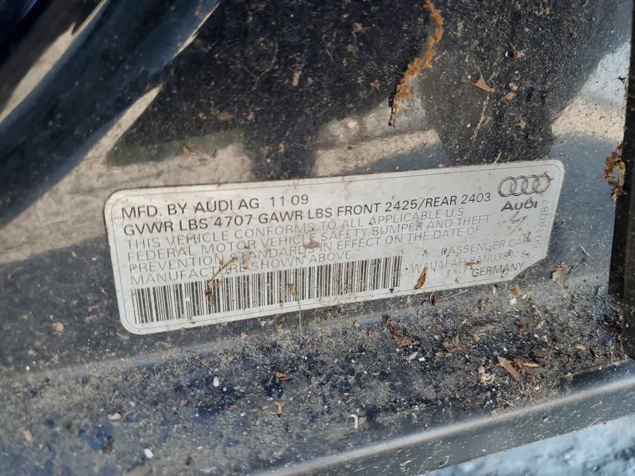 2010 Audi A4 Premium VIN: WAUAFAFL8AN038118 Lot: 80147805