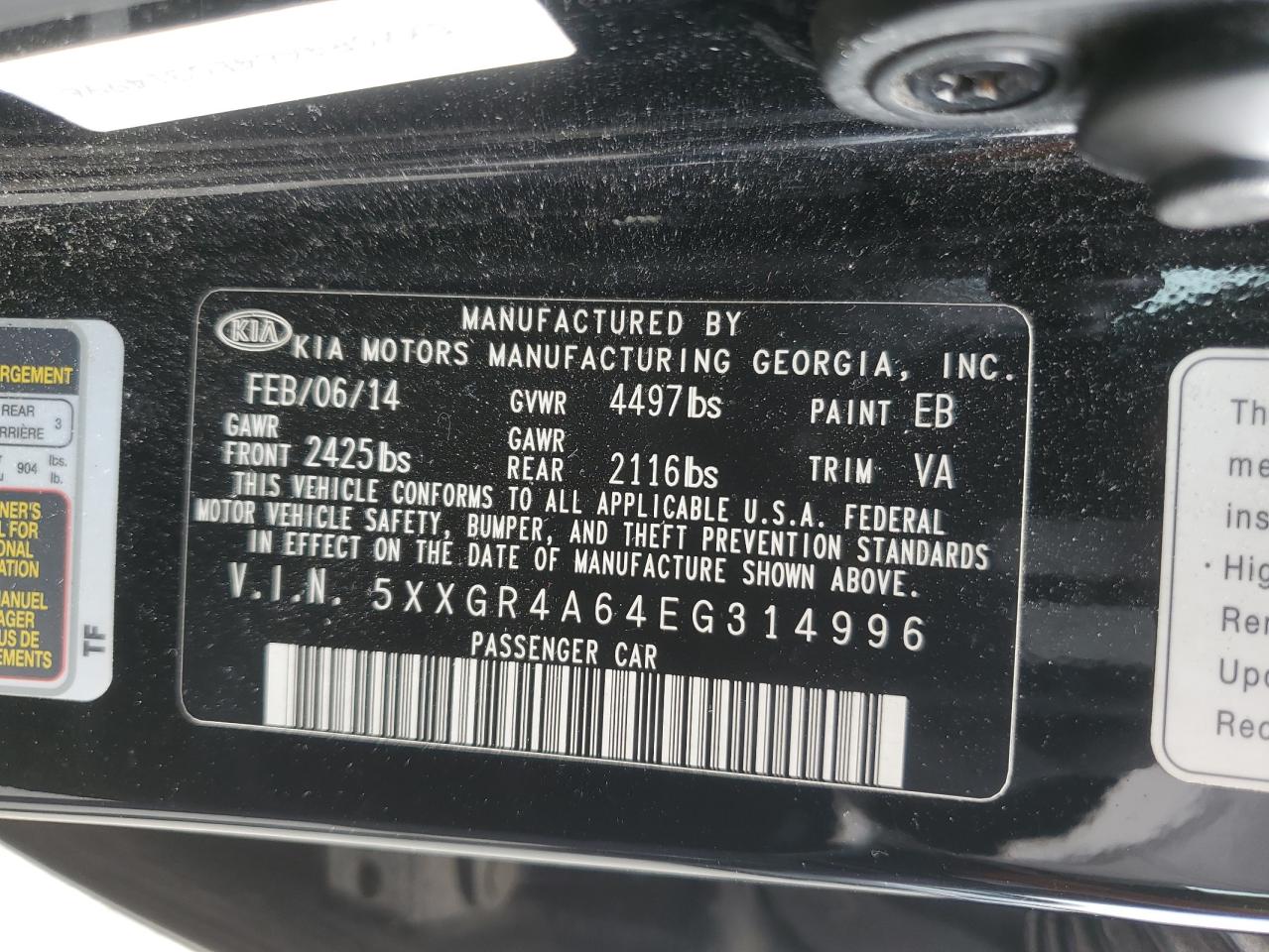 2014 Kia Optima Sx VIN: 5XXGR4A64EG314996 Lot: 71563225