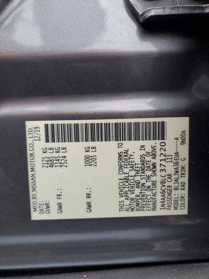 2020 Nissan Maxima Sv VIN: 1N4AA6CV8LC371220 Lot: 72059315