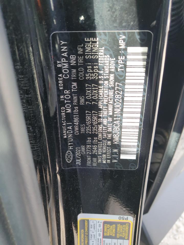 2022 Hyundai Tucson Blue VIN: KM8JBCA11NU028277 Lot: 70946845