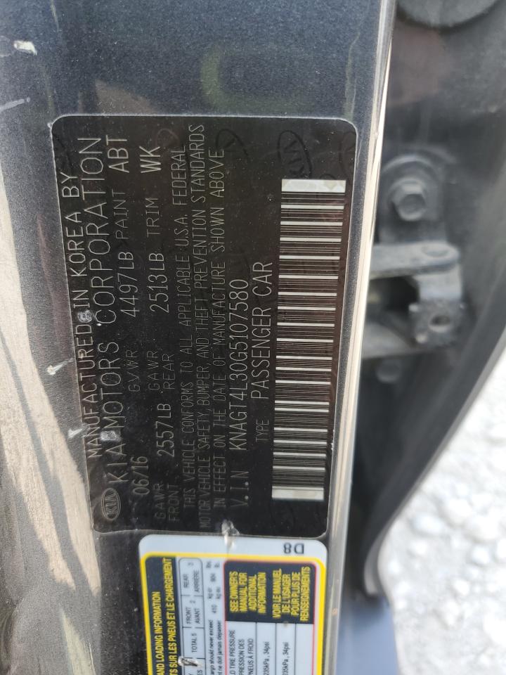 2016 Kia Optima Lx VIN: KNAGT4L30G5107580 Lot: 80474535