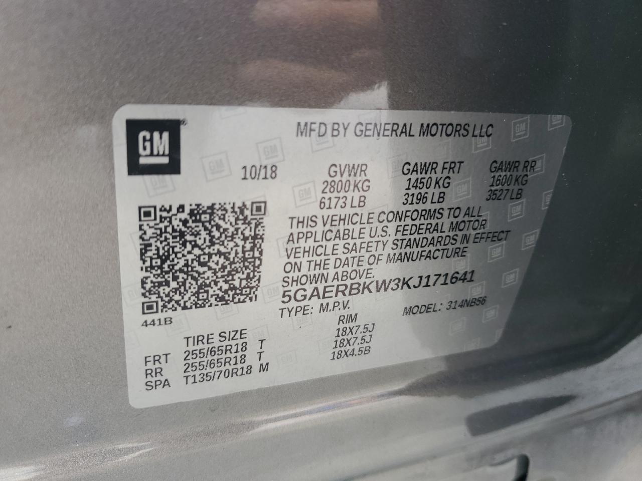 2019 Buick Enclave Essence VIN: 5GAERBKW3KJ171641 Lot: 71005735