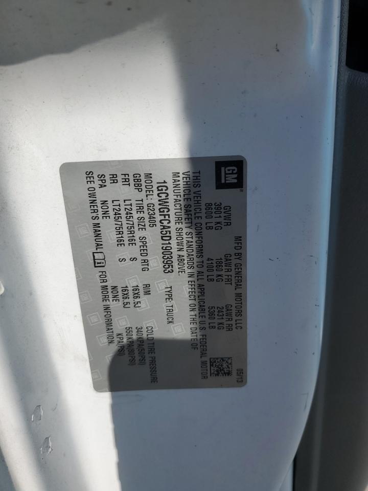 2013 Chevrolet Express G2500 VIN: 1GCWGFCA5D1903953 Lot: 71818005