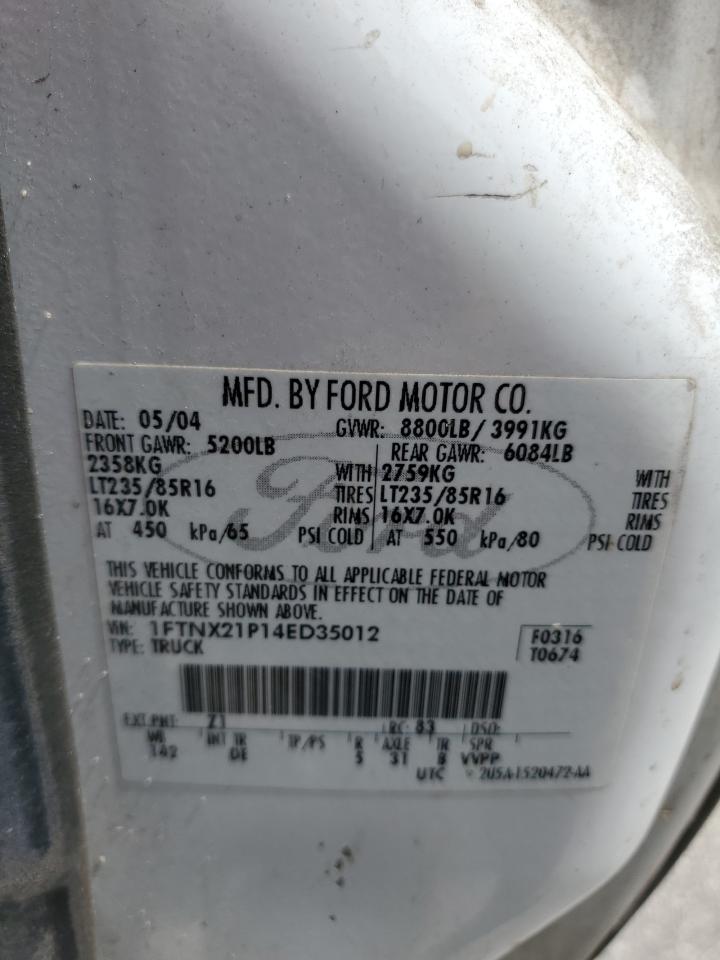 2004 Ford F250 Super Duty VIN: 1FTNX21P14ED35012 Lot: 71321555
