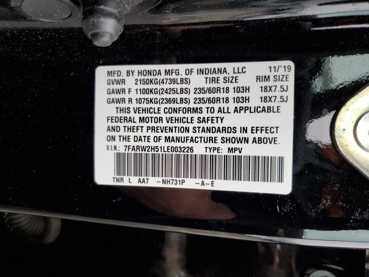 2020 Honda Cr-V Ex VIN: 7FARW2H51LE003226 Lot: 81037675
