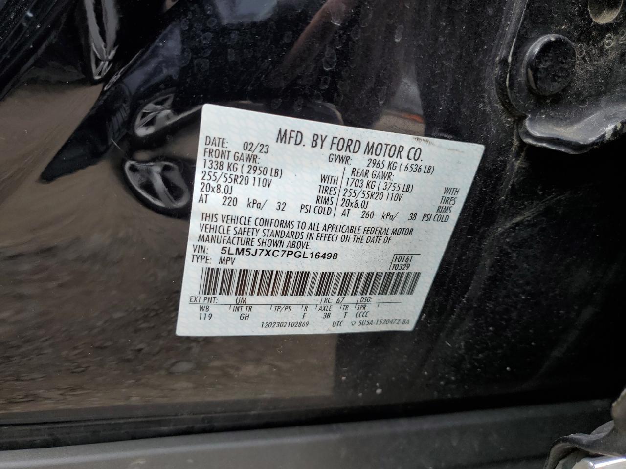2023 Lincoln Aviator Reserve VIN: 5LM5J7XC7PGL16498 Lot: 83796475