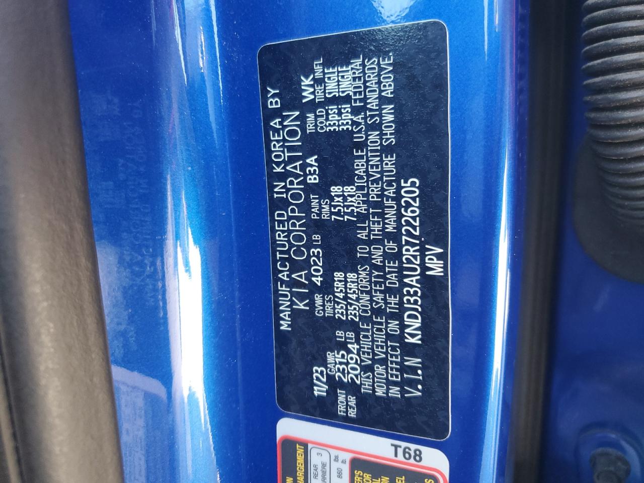 2024 Kia Soul Ex VIN: KNDJ33AU2R7226205 Lot: 70684755