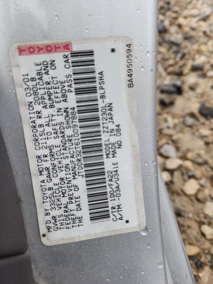 2001 Toyota Celica Gt VIN: JTDDR32T610097884 Lot: 84071905