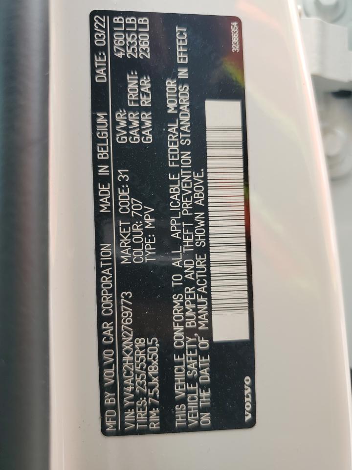 2022 Volvo Xc40 T4 Momentum VIN: YV4AC2HKXN2769773 Lot: 71256465