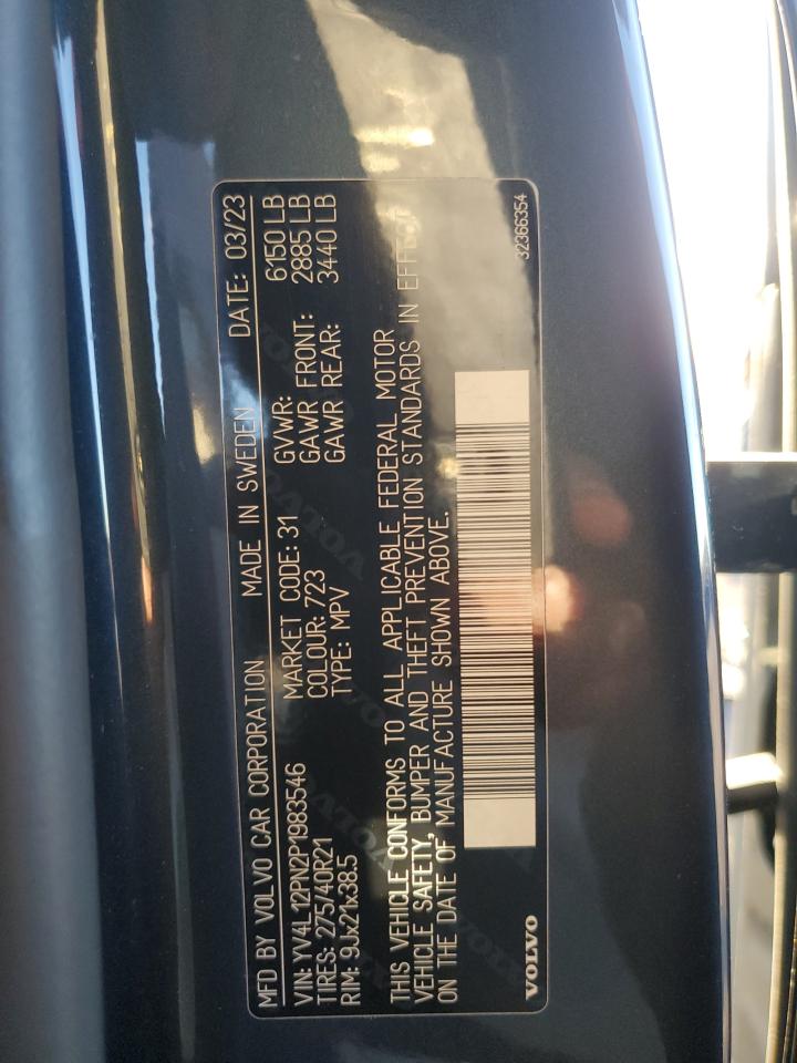 2023 Volvo Xc90 Plus VIN: YV4L12PN2P1983546 Lot: 84580065