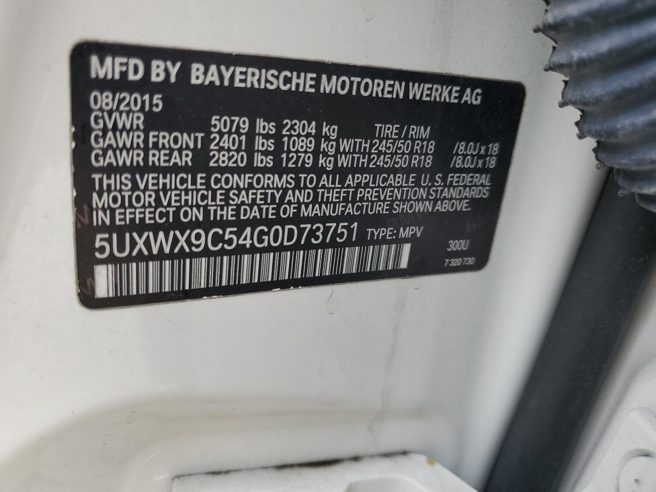 2016 BMW X3 xDrive28I VIN: 5UXWX9C54G0D73751 Lot: 81677585