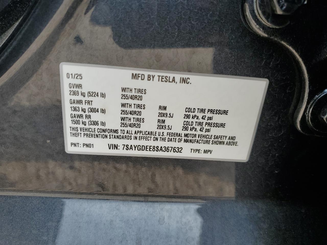 2025 Tesla Model Y VIN: 7SAYGDEE8SA367632 Lot: 81498425