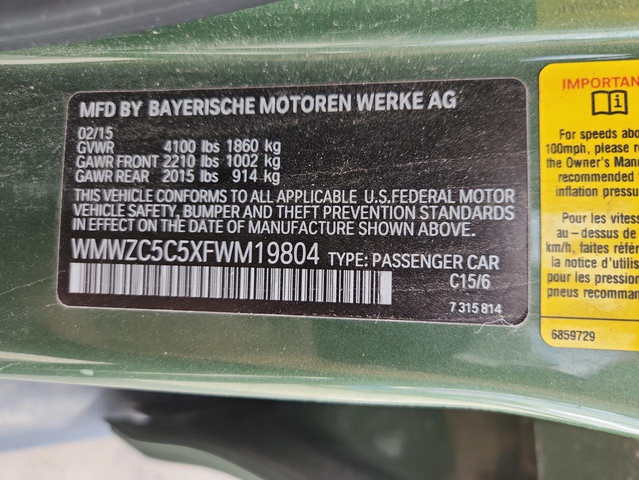 2015 Mini Cooper S Countryman VIN: WMWZC5C5XFWM19804 Lot: 80014705