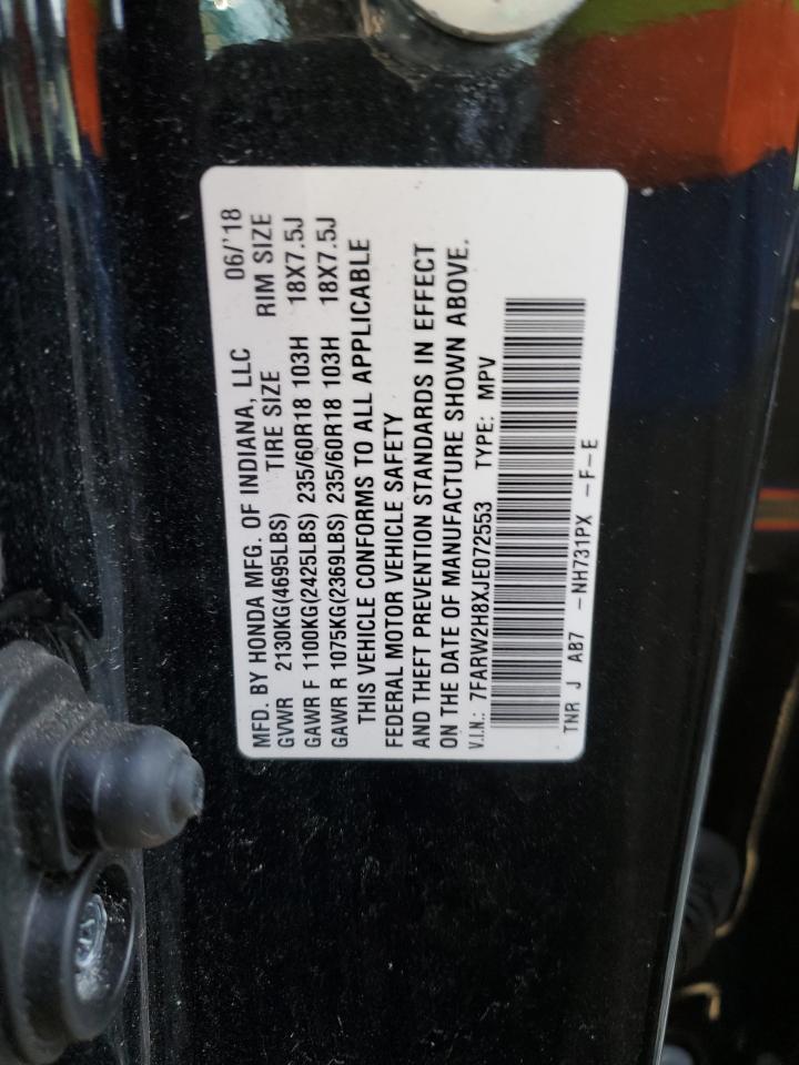 2018 Honda Cr-V Exl VIN: 7FARW2H8XJE072553 Lot: 81441125