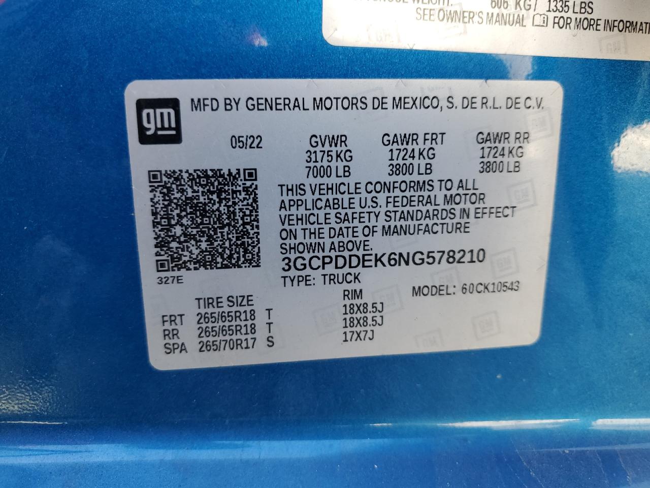 2022 Chevrolet Silverado K1500 Lt VIN: 3GCPDDEK6NG578210 Lot: 72094655