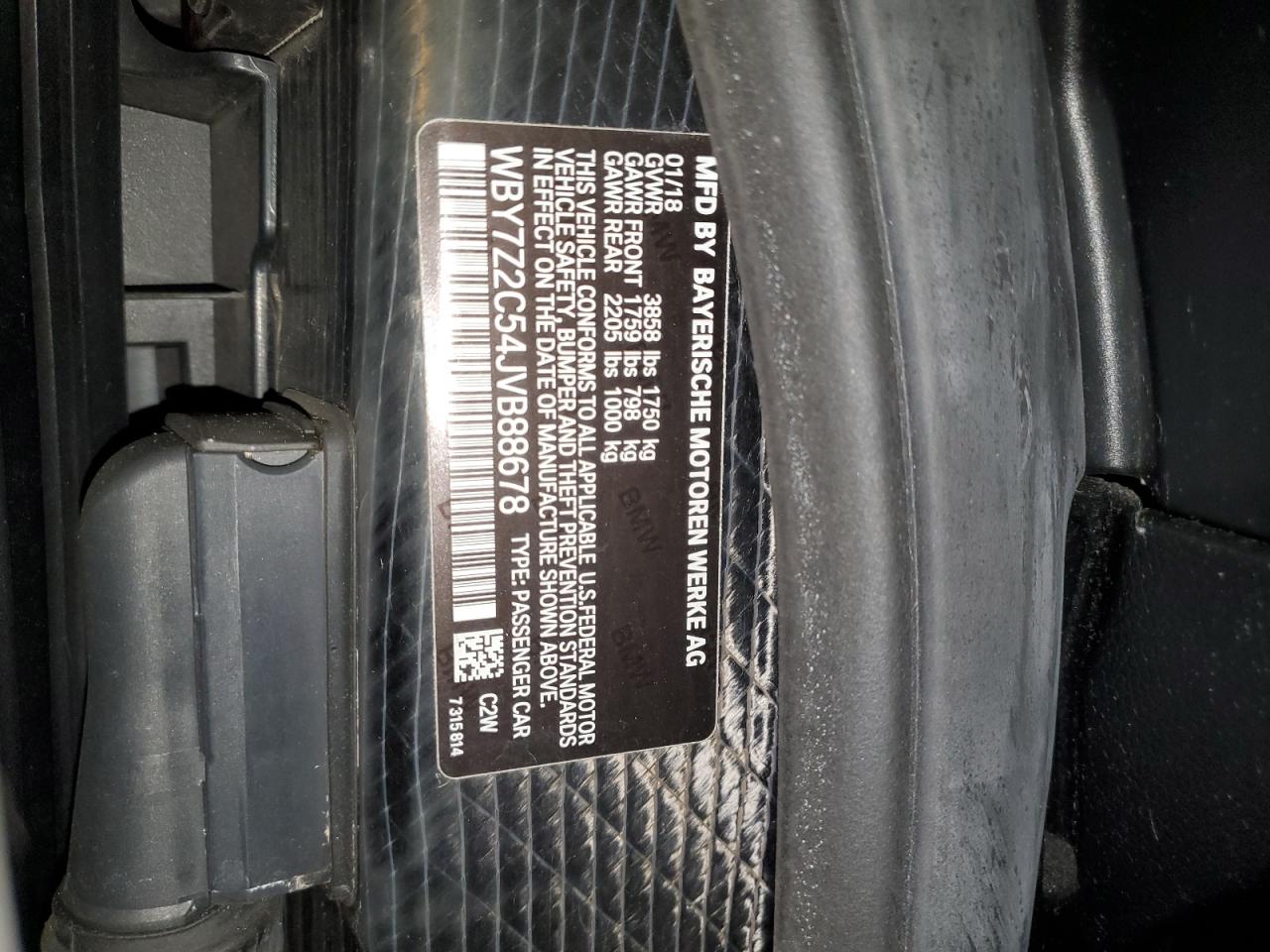 2018 BMW I3 Bev VIN: WBY7Z2C54JVB88678 Lot: 81089545