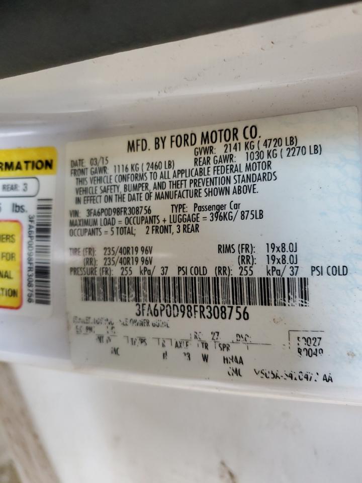 2015 Ford Fusion Titanium VIN: 3FA6P0D98FR308756 Lot: 80499145