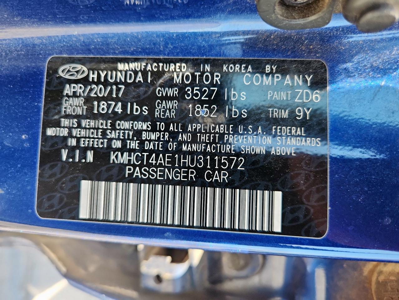 2017 Hyundai Accent Se VIN: KMHCT4AE1HU311572 Lot: 80553305