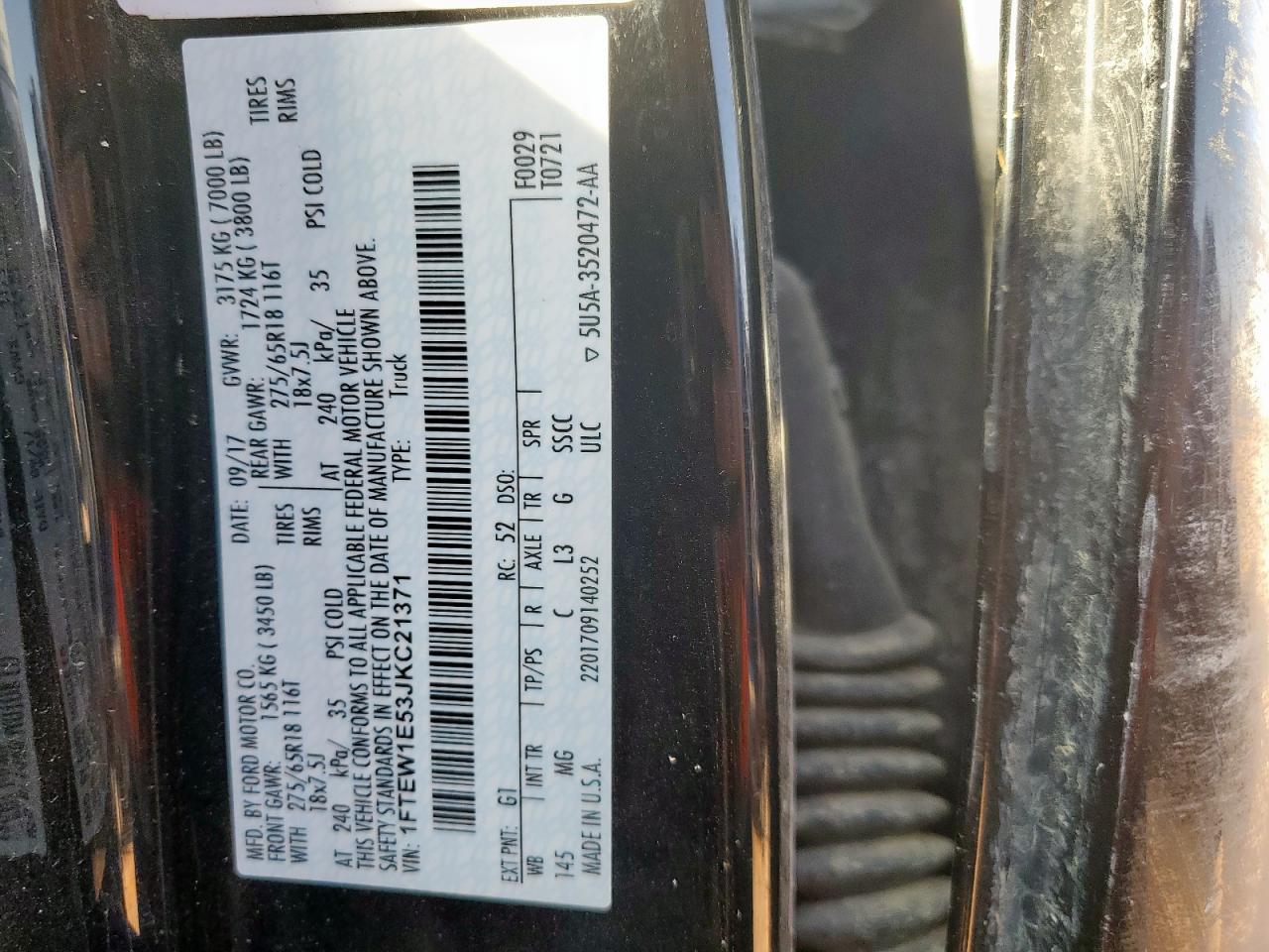 2018 Ford F150 Supercrew VIN: 1FTEW1E53JKC21371 Lot: 66188575