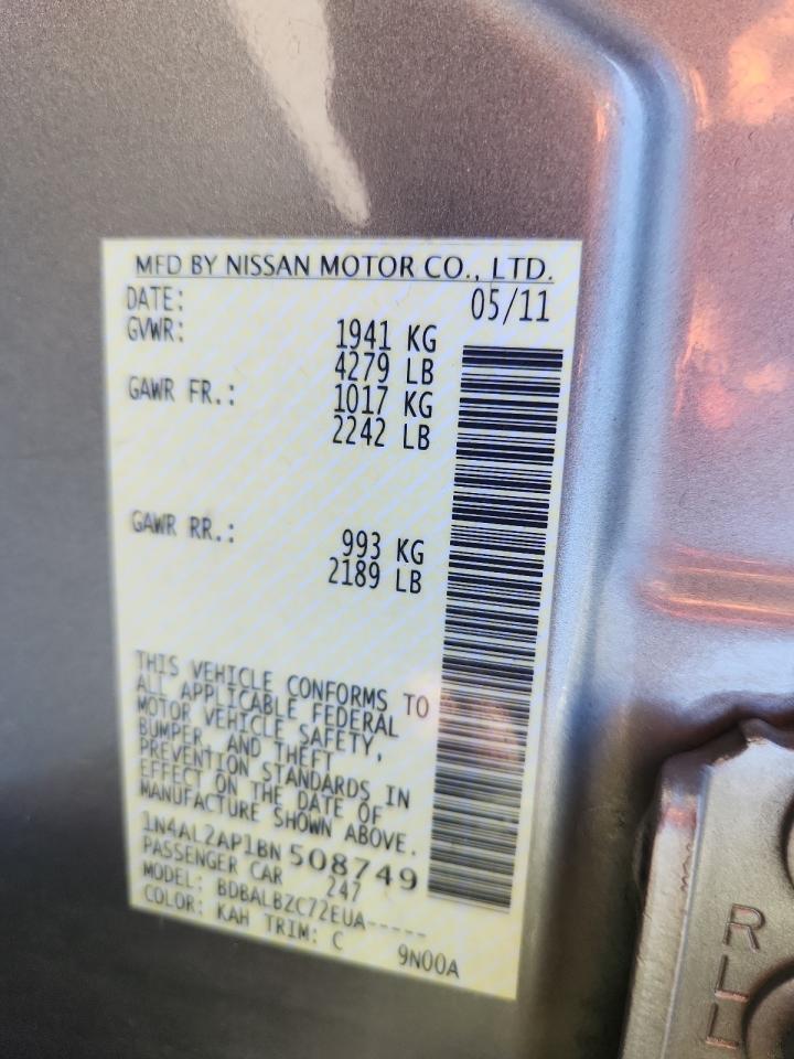 2011 Nissan Altima Base VIN: 1N4AL2AP1BN508749 Lot: 84281335