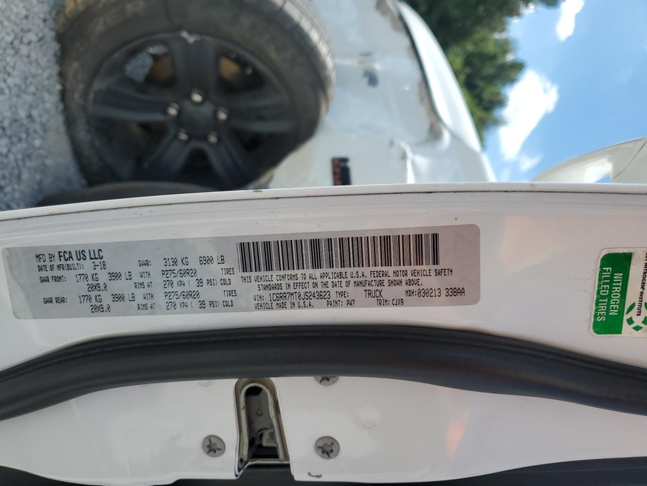 2018 Ram 1500 Sport VIN: 1C6RR7MT0JS243623 Lot: 82168755