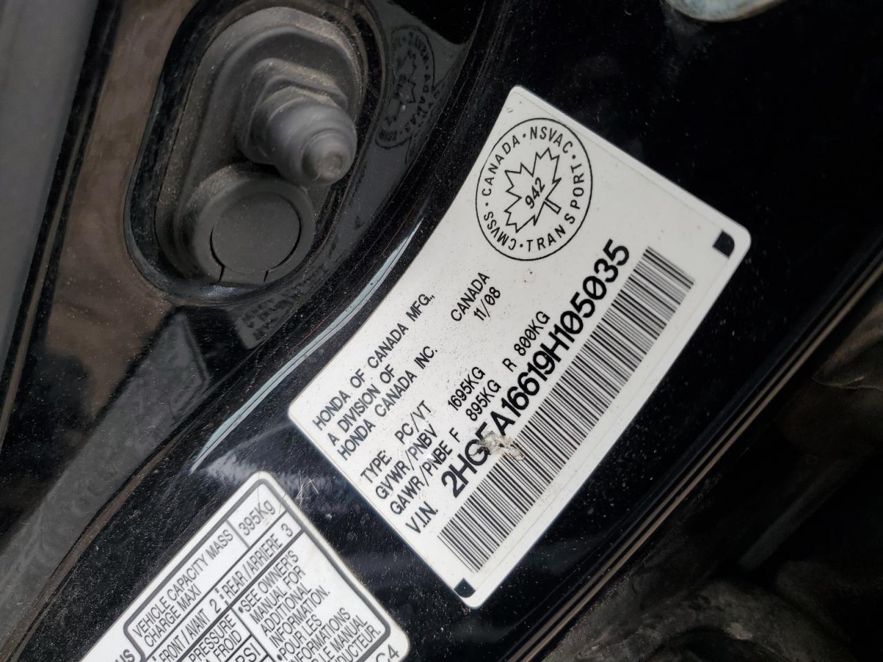 2009 Honda Civic Lx-S VIN: 2HGFA16619H105035 Lot: 80707675