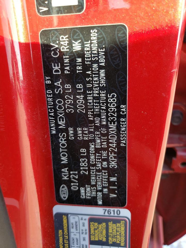 2021 Kia Forte Fe VIN: 3KPF24ADXME329685 Lot: 70643755