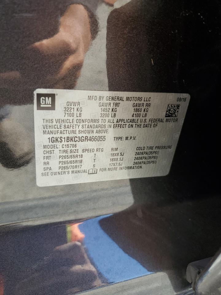 2016 GMC Yukon Slt VIN: 1GKS1BKC3GR466055 Lot: 71892435