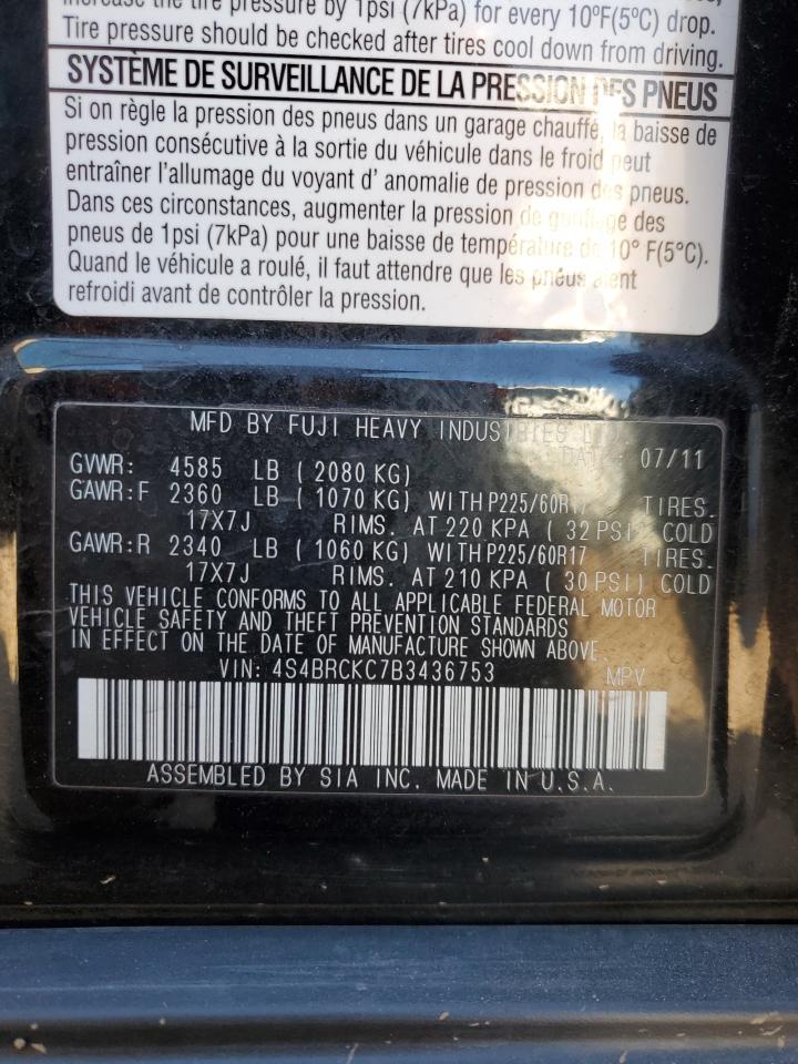 2011 Subaru Outback 2.5I Limited VIN: 4S4BRCKC7B3436753 Lot: 80332255