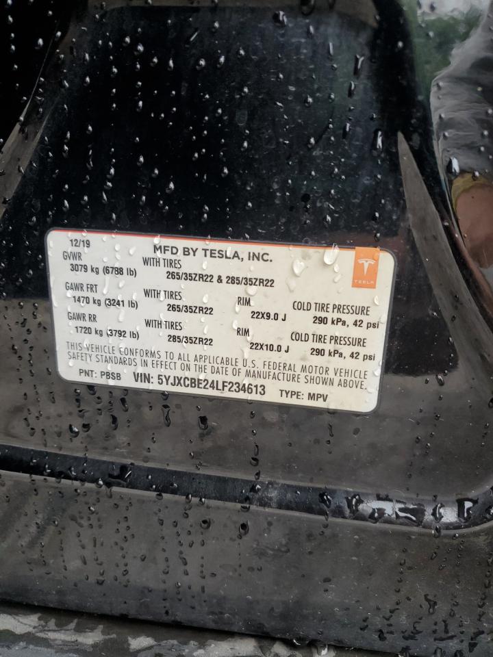 2020 Tesla Model X VIN: 5YJXCBE24LF234613 Lot: 81668455