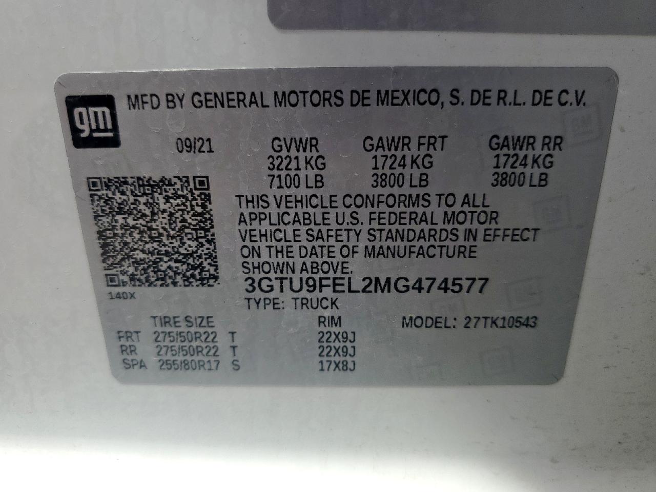 2021 GMC Sierra K1500 Denali VIN: 3GTU9FEL2MG474577 Lot: 71777305