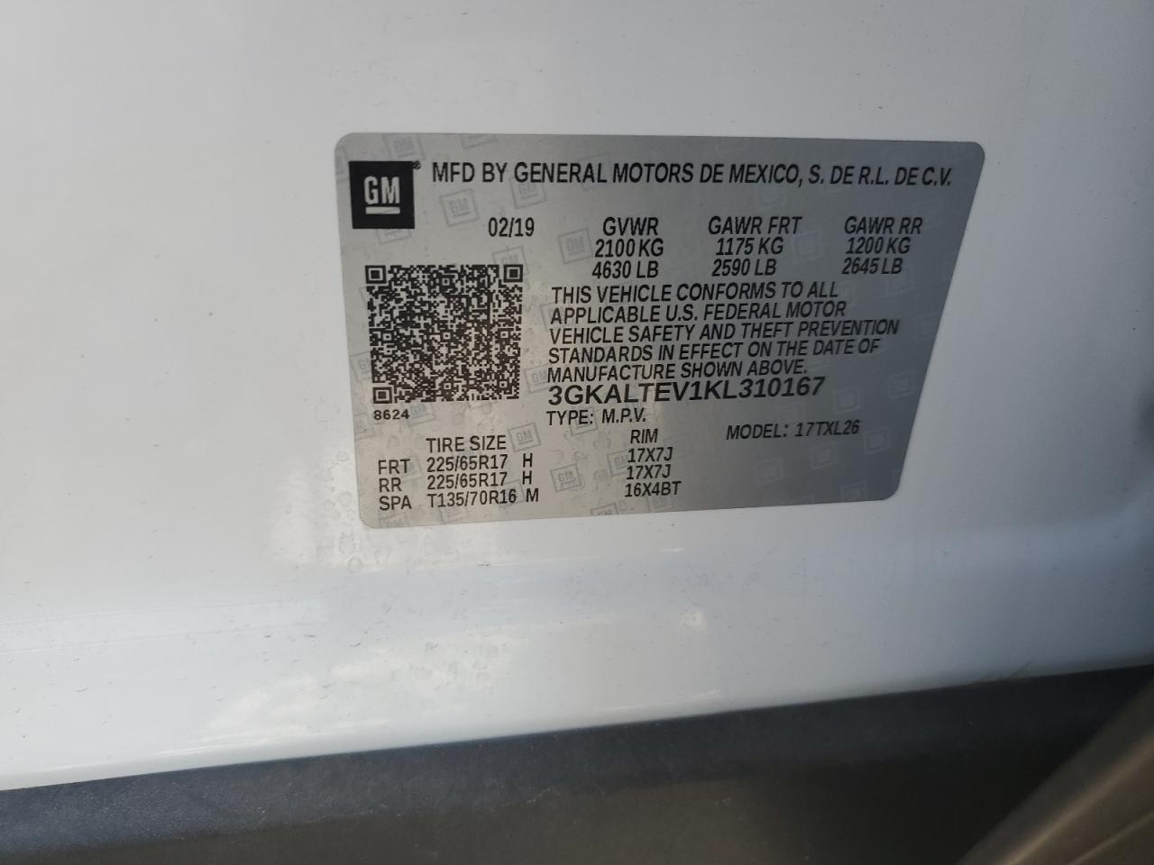 2019 GMC Terrain Sle VIN: 3GKALTEV1KL310167 Lot: 81202125