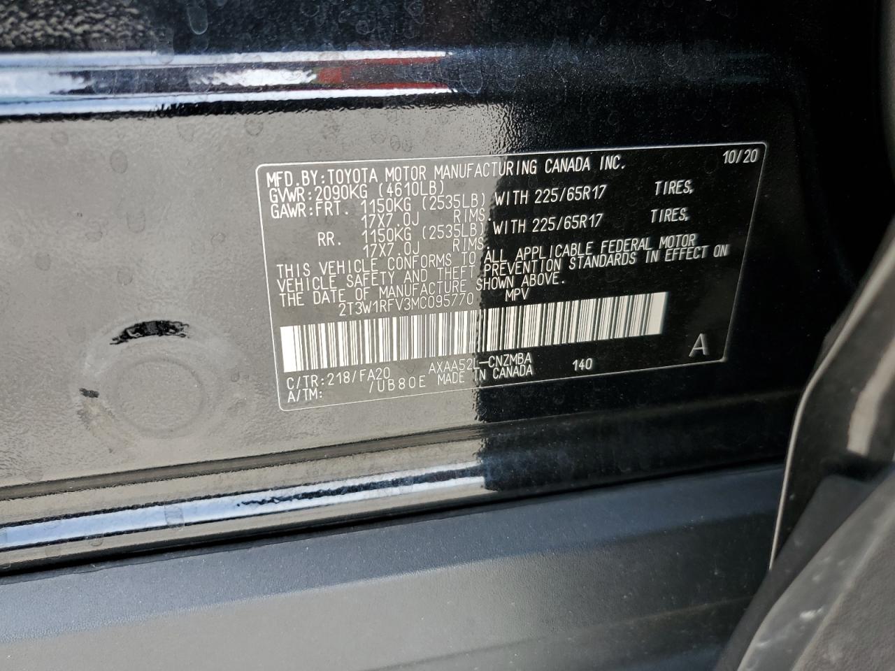 2021 Toyota Rav4 Xle VIN: 2T3W1RFV3MC095770 Lot: 81143885