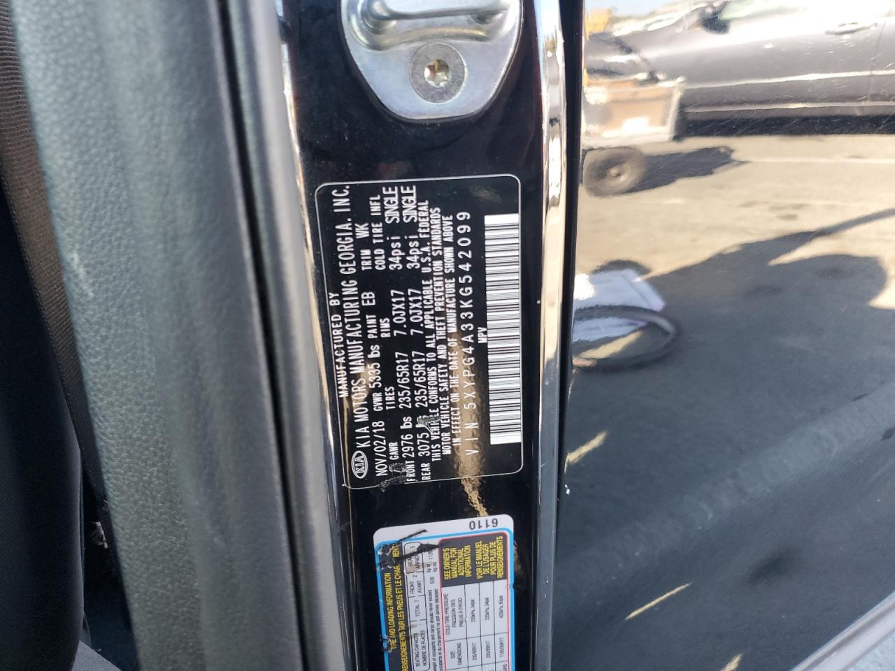 2019 Kia Sorento L VIN: 5XYPG4A33KG542099 Lot: 82069815