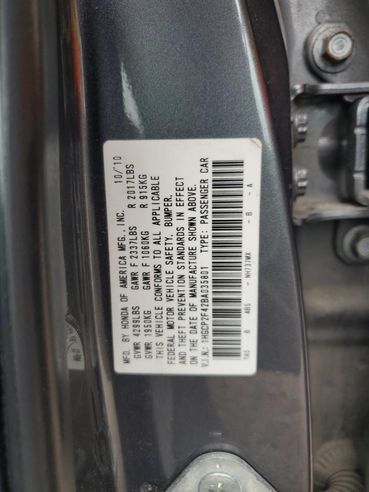 2011 Honda Accord Lxp VIN: 1HGCP2F42BA035801 Lot: 71812905