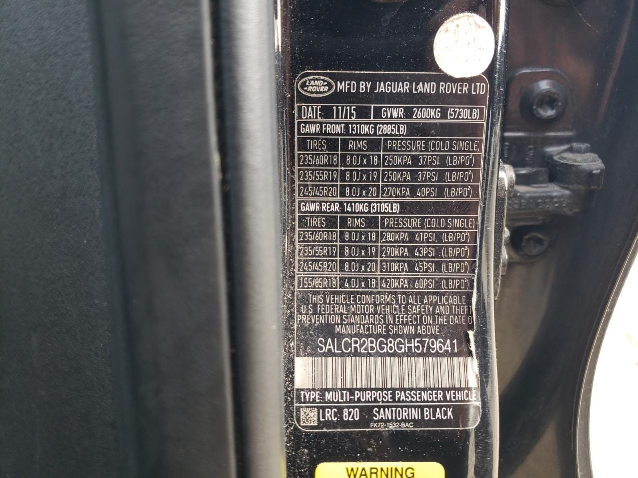 2016 Land Rover Discovery Sport Hse VIN: SALCR2BG8GH579641 Lot: 81068475