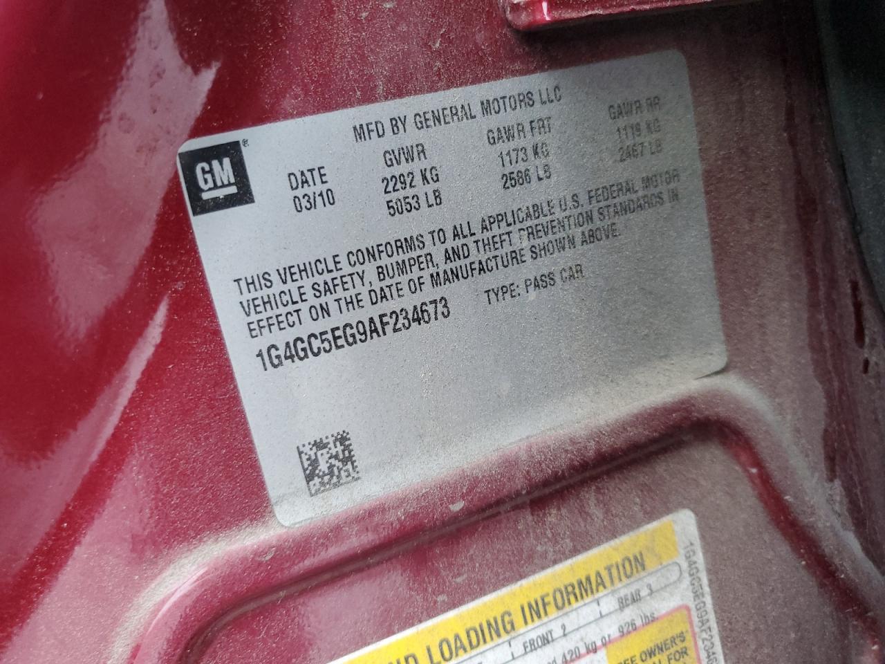 2010 Buick Lacrosse Cxl VIN: 1G4GC5EG9AF234673 Lot: 84798635