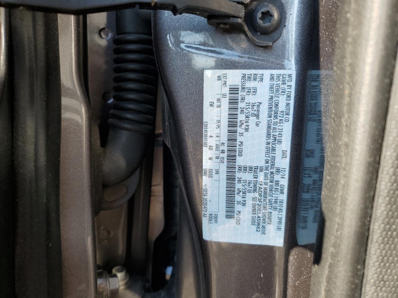 2014 Ford Focus Se VIN: 1FADP3F20EL459662 Lot: 80630545