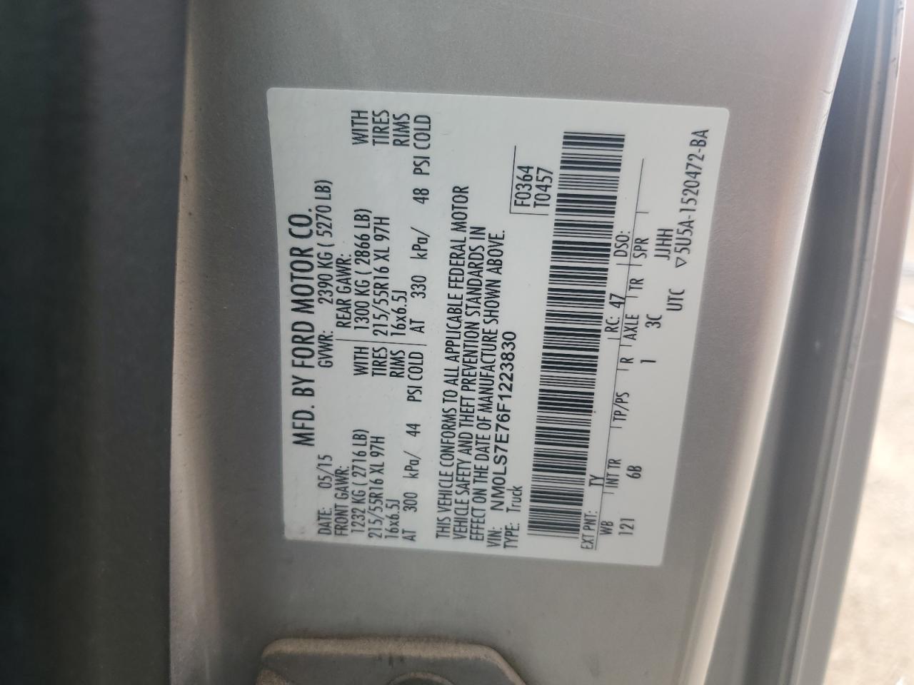 2015 Ford Transit Connect Xl W VIN: NM0LS7E76F1223830 Lot: 81612765