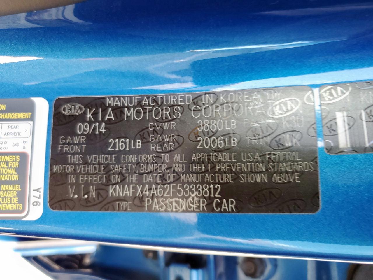 2015 Kia Forte Lx VIN: KNAFX4A62F5333812 Lot: 84740685