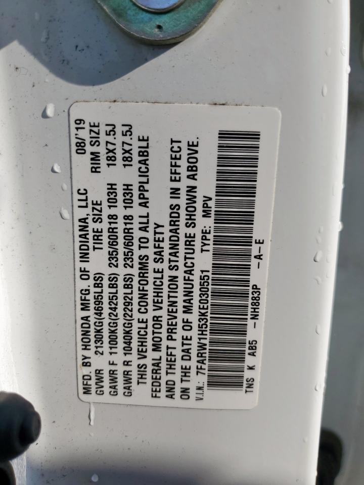 2019 Honda Cr-V Ex VIN: 7FARW1H53KE030551 Lot: 70292685