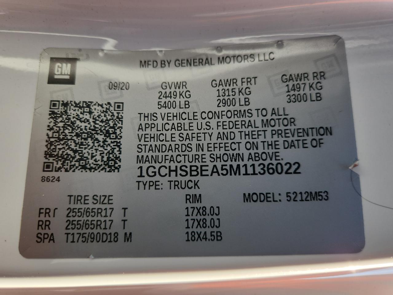 2021 Chevrolet Colorado VIN: 1GCHSBEA5M1136022 Lot: 72065775