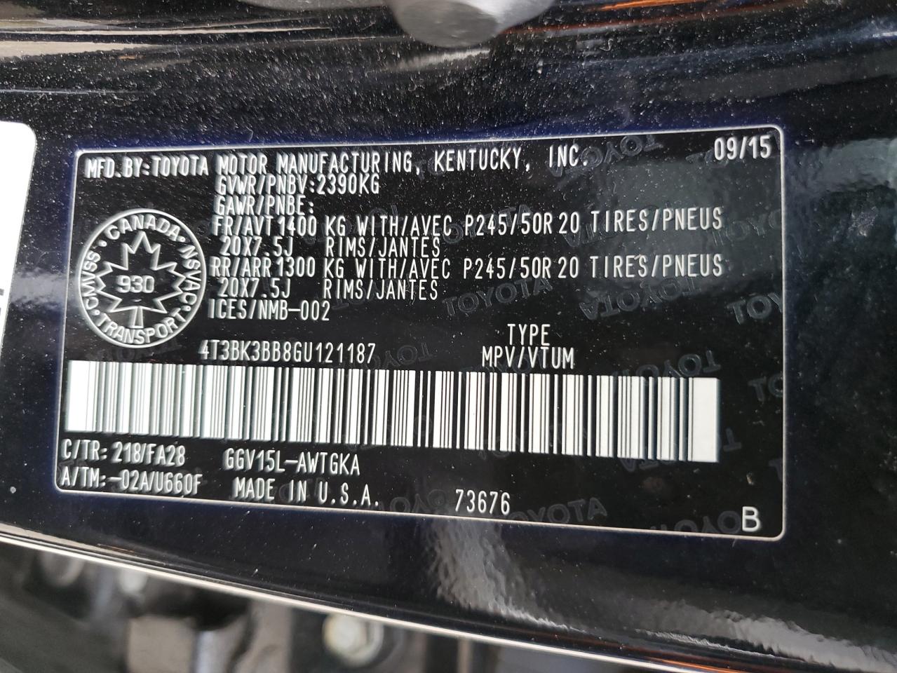 2016 Toyota Venza Xle VIN: 4T3BK3BB8GU121187 Lot: 83789485