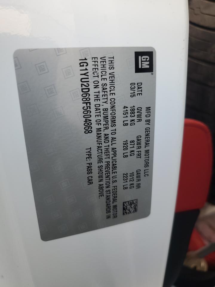 2015 Chevrolet Corvette Z06 3Lz VIN: 1G1YU2D68F5604868 Lot: 80874655