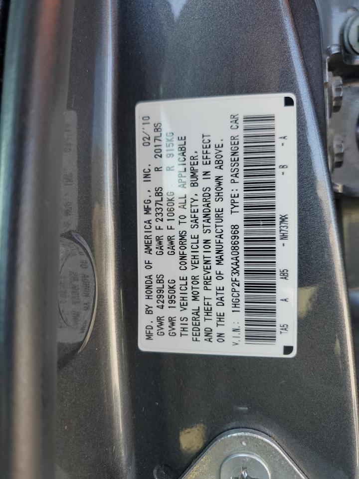 2010 Honda Accord Lx VIN: 1HGCP2F3XAA086968 Lot: 81070255