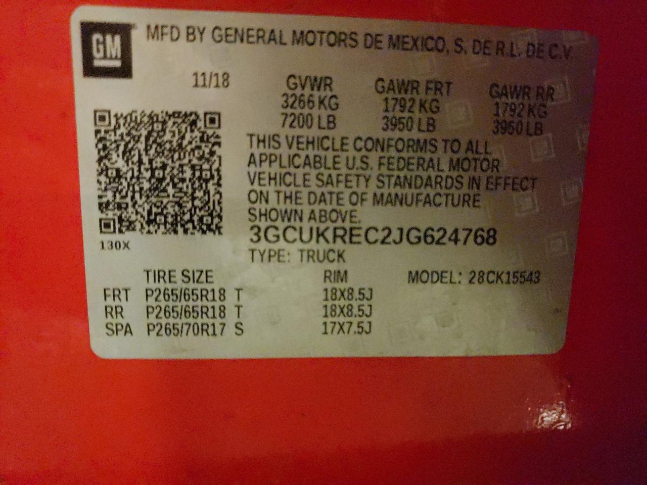 2018 Chevrolet Silverado K1500 Lt VIN: 3GCUKREC2JG624768 Lot: 81563055