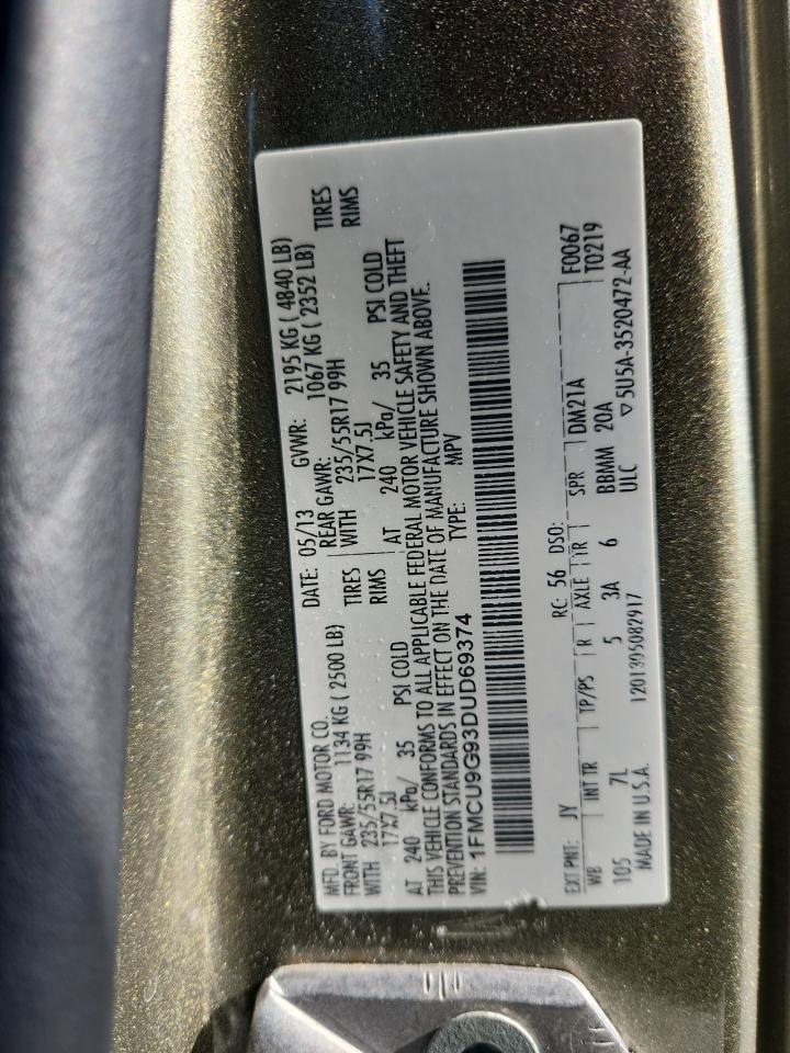 2013 Ford Escape Se VIN: 1FMCU9G93DUD69374 Lot: 80841595