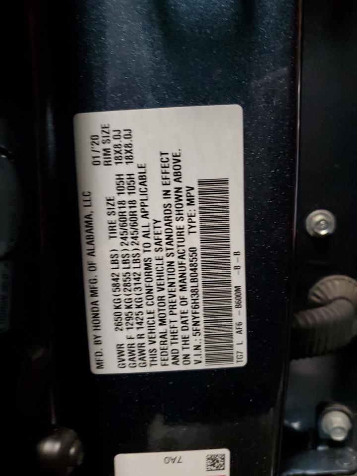 2020 Honda Pilot Ex VIN: 5FNYF6H38LB048550 Lot: 84180475